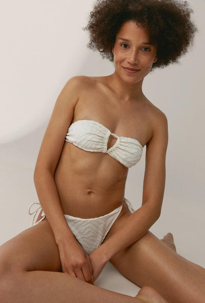 Top bikini multiposición Tigress - Cream-Black Limba