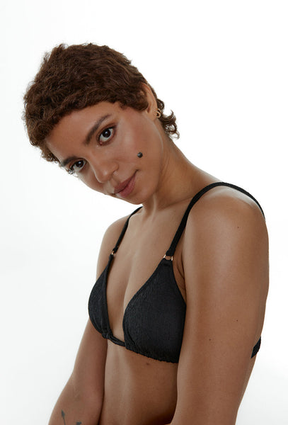 Top bikini triangular Lottie - Black-Black Limba
