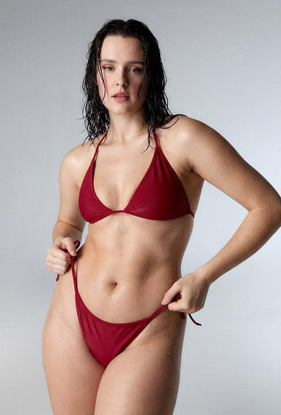 Top bikini triangular Moorea - Burgundy & pink-Black Limba