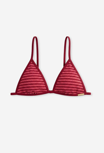 Top bikini triangular Moorea - Burgundy & pink-Black Limba