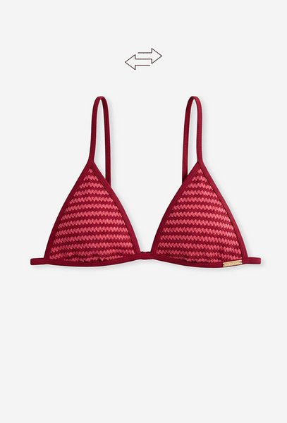 Top bikini triangular Moorea - Burgundy & pink-Black Limba