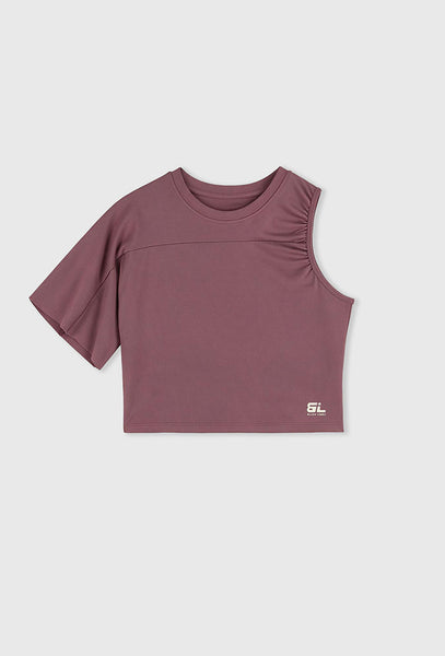 Top deportivo asimétrico Echo - Rose Brown-Black Limba