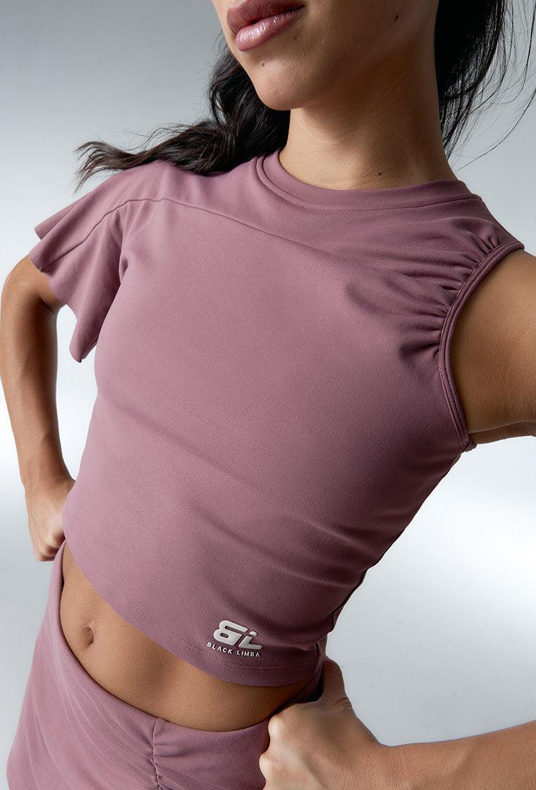Top deportivo asimétrico Echo - Rose Brown-Black Limba