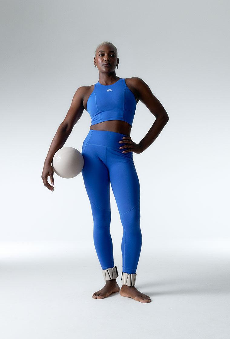 Top deportivo compresivo de sujeción alta Diardi - Cobalto Blue-Black Limba