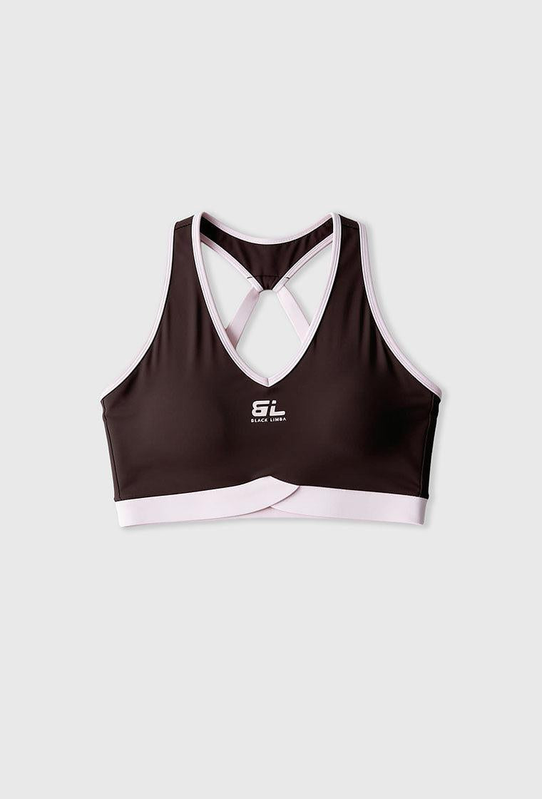 Top deportivo compresivo de sujeción media Shape Pulse - Chocolate & Marshmallow-Black Limba