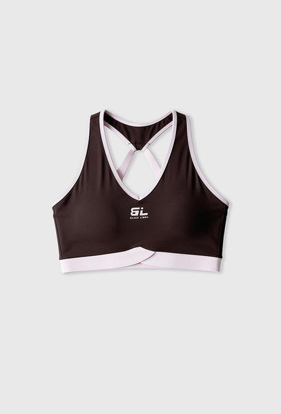 Top deportivo compresivo de sujeción media Shape Pulse - Chocolate & Marshmallow-Black Limba