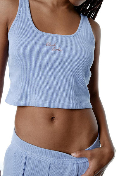 Top deportivo de algodón Eternity - Sky blue-Black Limba