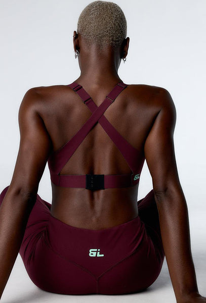 Top deportivo de sujeción alta Impact Line - Aubergine-Black Limba