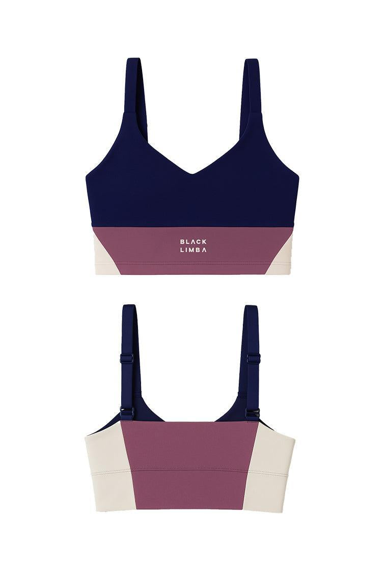 Top deportivo de sujeción alta Pace Line - Navy, Cream & Mauve-Black Limba