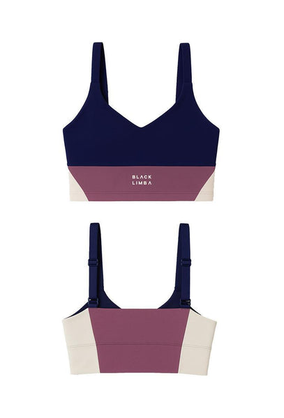 Top deportivo de sujeción alta Pace Line - Navy, Cream & Mauve-Black Limba