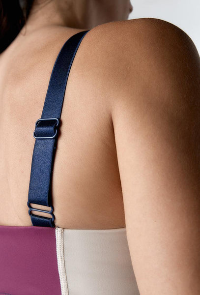 Top deportivo de sujeción alta Pace Line - Navy, Cream & Mauve-Black Limba