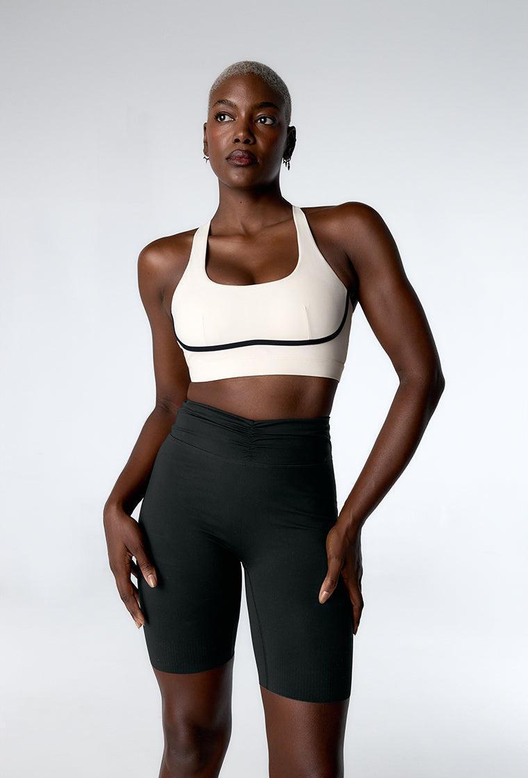 Top deportivo de sujeción alta Tao - Cream-Black Limba