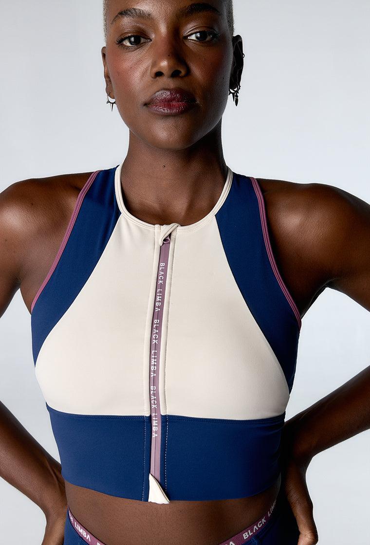 Top deportivo de sujeción alta Track Line - Navy, Cream & Tulipwood-Black Limba