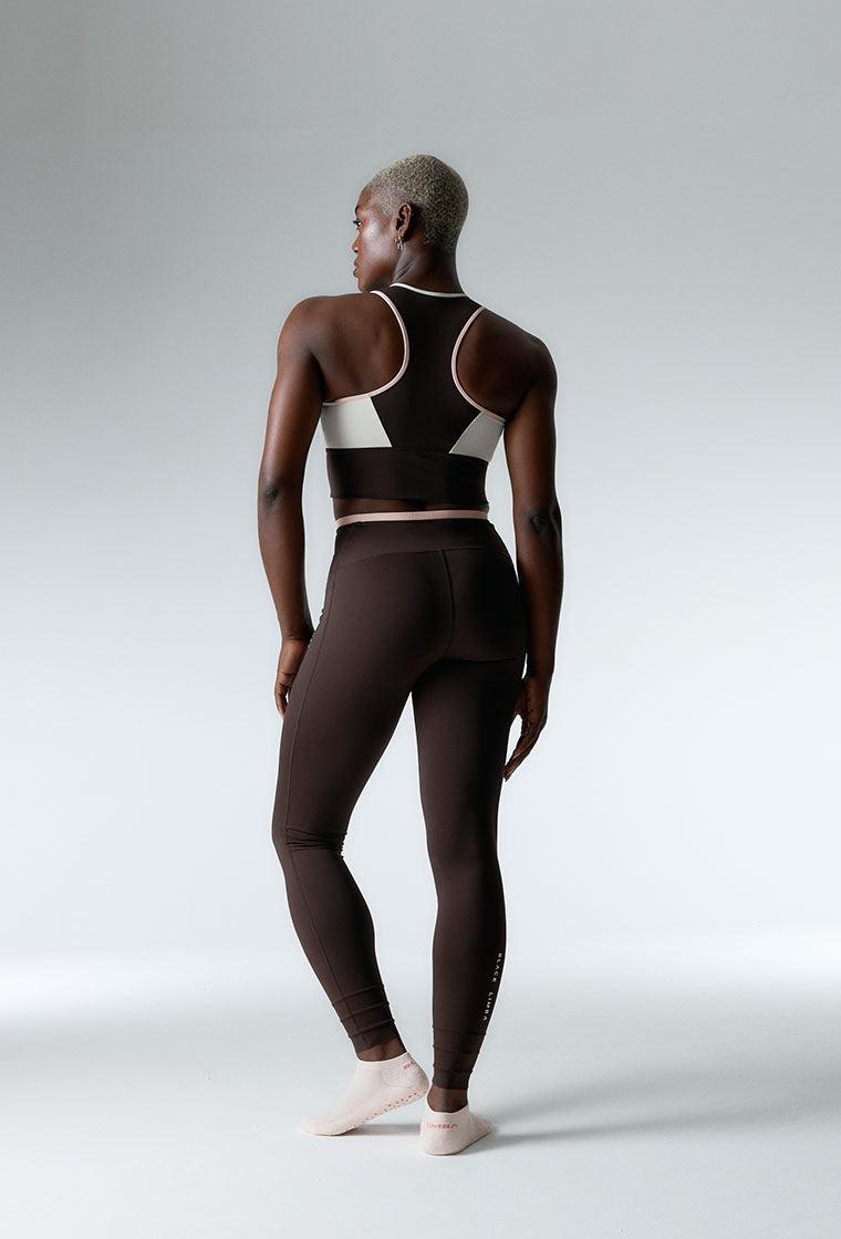 Top deportivo de sujeción alta Trackline - Chocolate & Cream-Black Limba
