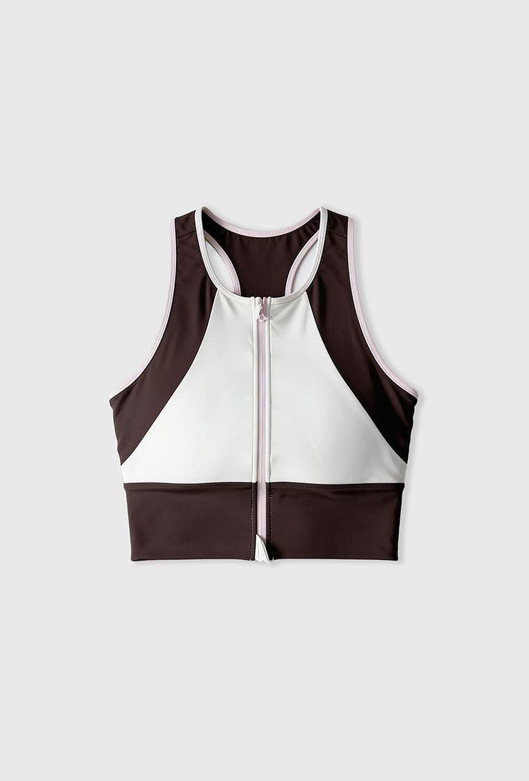 Top deportivo de sujeción alta Trackline - Chocolate & Cream-Black Limba