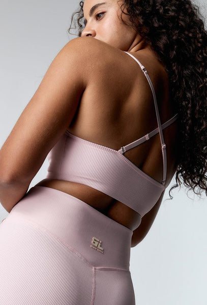 Top deportivo de sujeción baja Elle - Marshmallow-Black Limba