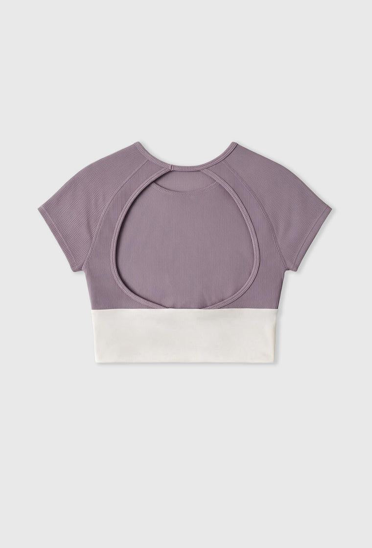 Top deportivo de sujeción media Aura - Mauve & Cream-Black Limba