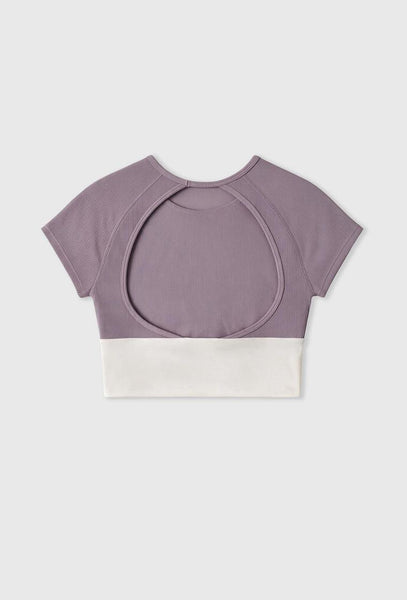 Top deportivo de sujeción media Aura - Mauve & Cream-Black Limba
