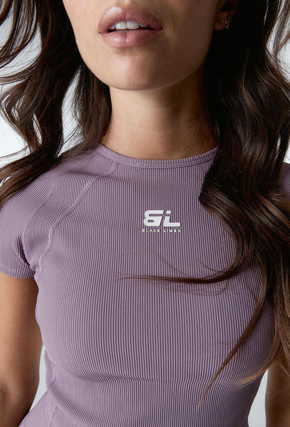 Top deportivo de sujeción media Aura - Mauve & Cream-Black Limba