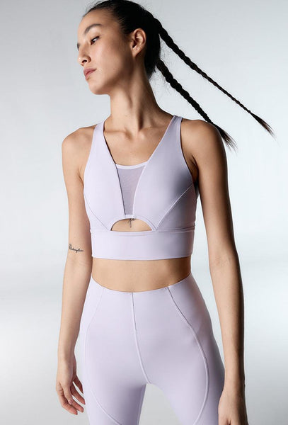 Top deportivo de sujeción media Becca - Lavender-Black Limba