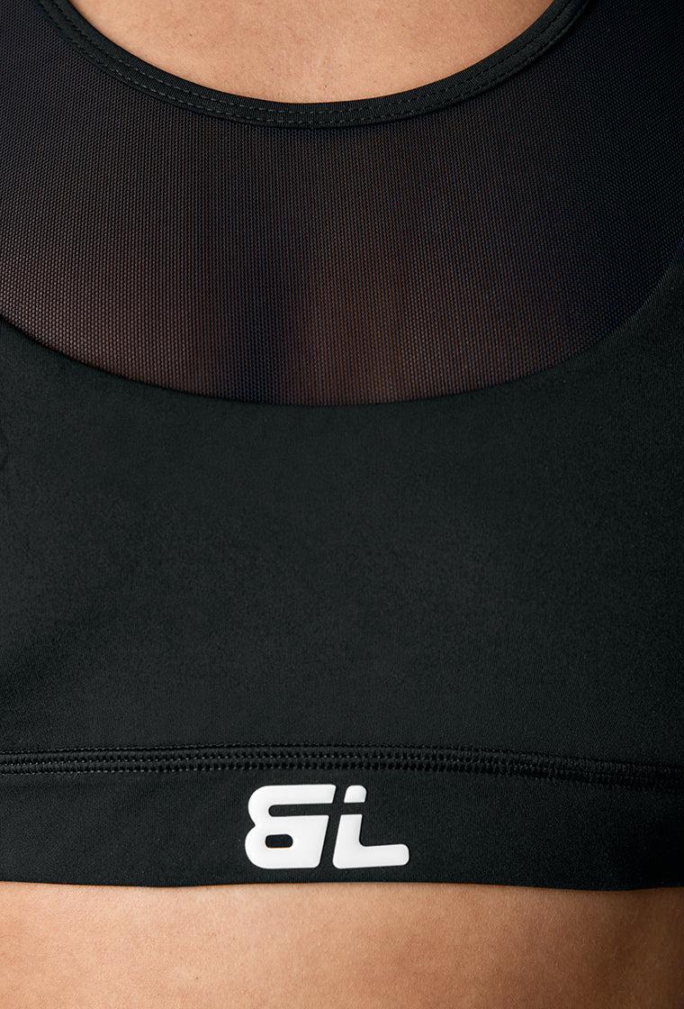 Top deportivo de sujeción media Delvor - Black-Black Limba