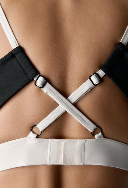 Top deportivo de sujeción media Donna - Black & Cream-Black Limba