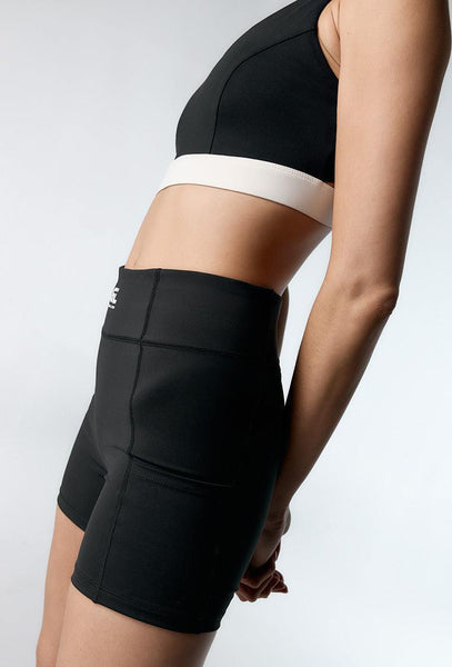 Top deportivo de sujeción media Donna - Black & Cream-Black Limba