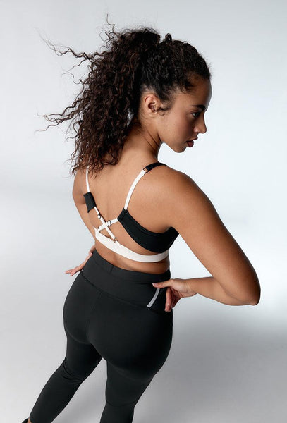 Top deportivo de sujeción media Donna - Black & Cream-Black Limba