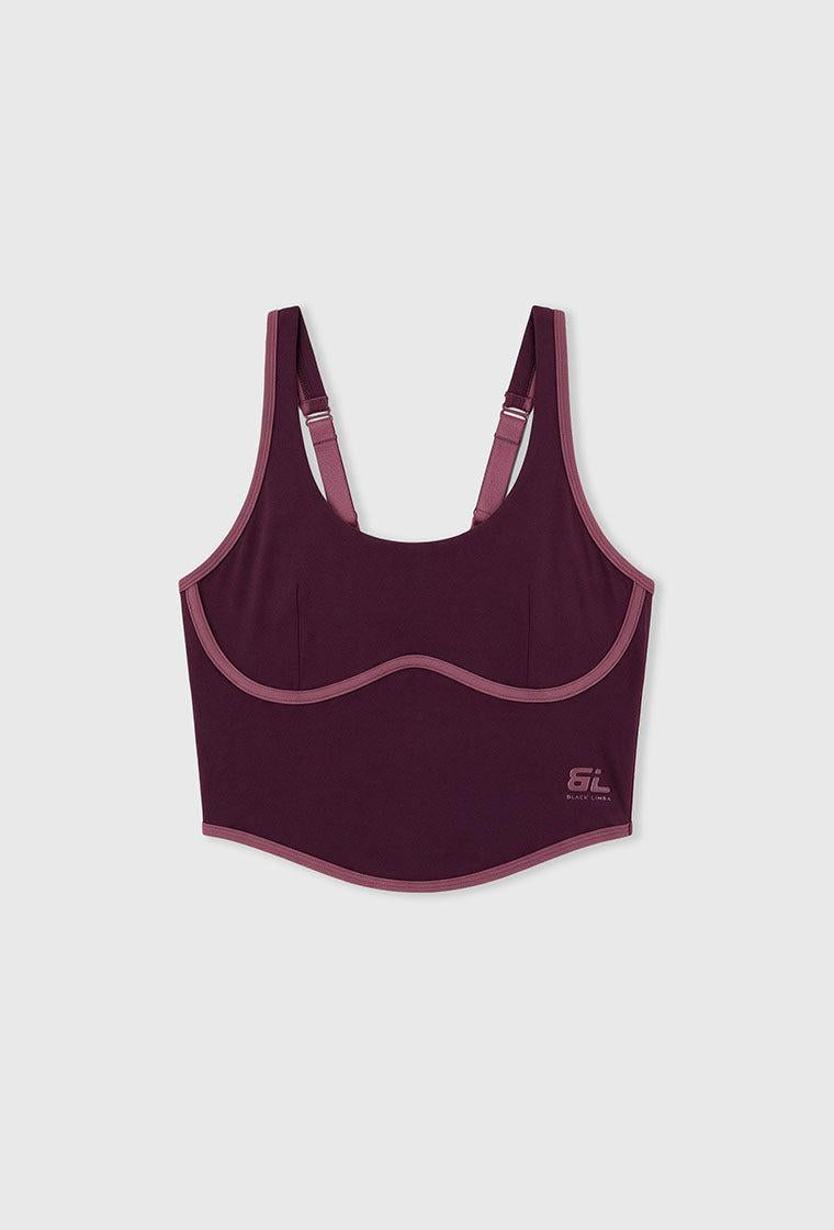 Top deportivo de sujeción media Drive line - Aubergine & Mauve-Black Limba