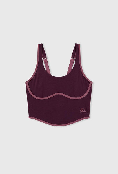 Top deportivo de sujeción media Drive line - Aubergine & Mauve-Black Limba