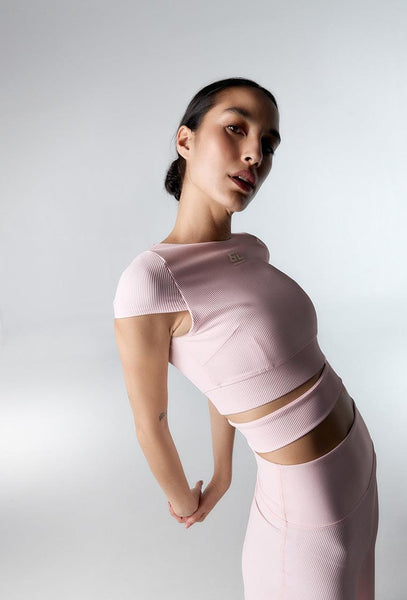 Top deportivo de sujeción media Nonna - Marshmallow-Black Limba