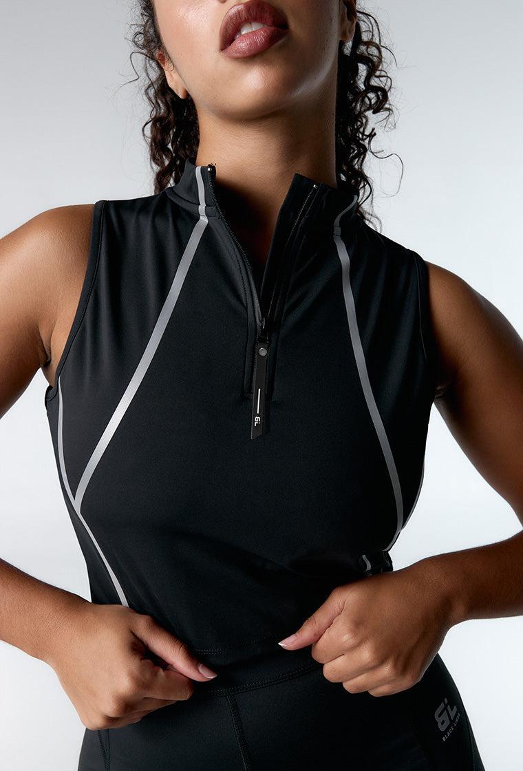 Top deportivo de sujeción media Race - Black-Black Limba