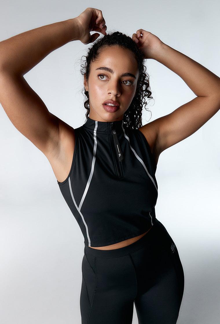 Top deportivo de sujeción media Race - Black-Black Limba