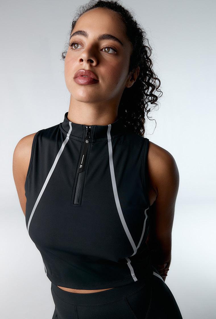 Top deportivo de sujeción media Race - Black-Black Limba