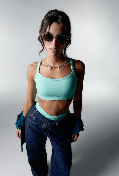 Top deportivo de sujeción media Speedy - Mint-Black Limba