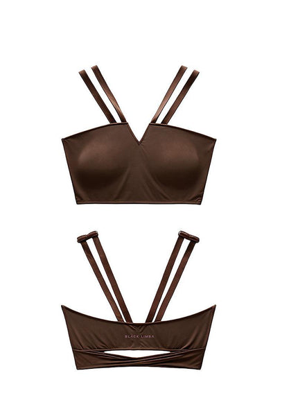 Top deportivo de sujeción media Swan - Chocolate-Black Limba