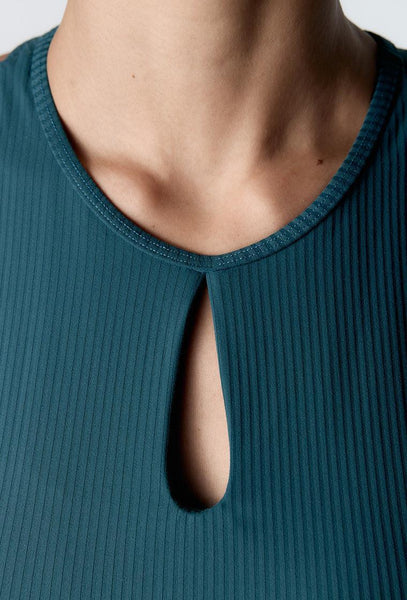 Top deportivo de sujeción media Tempo - Teal-Black Limba