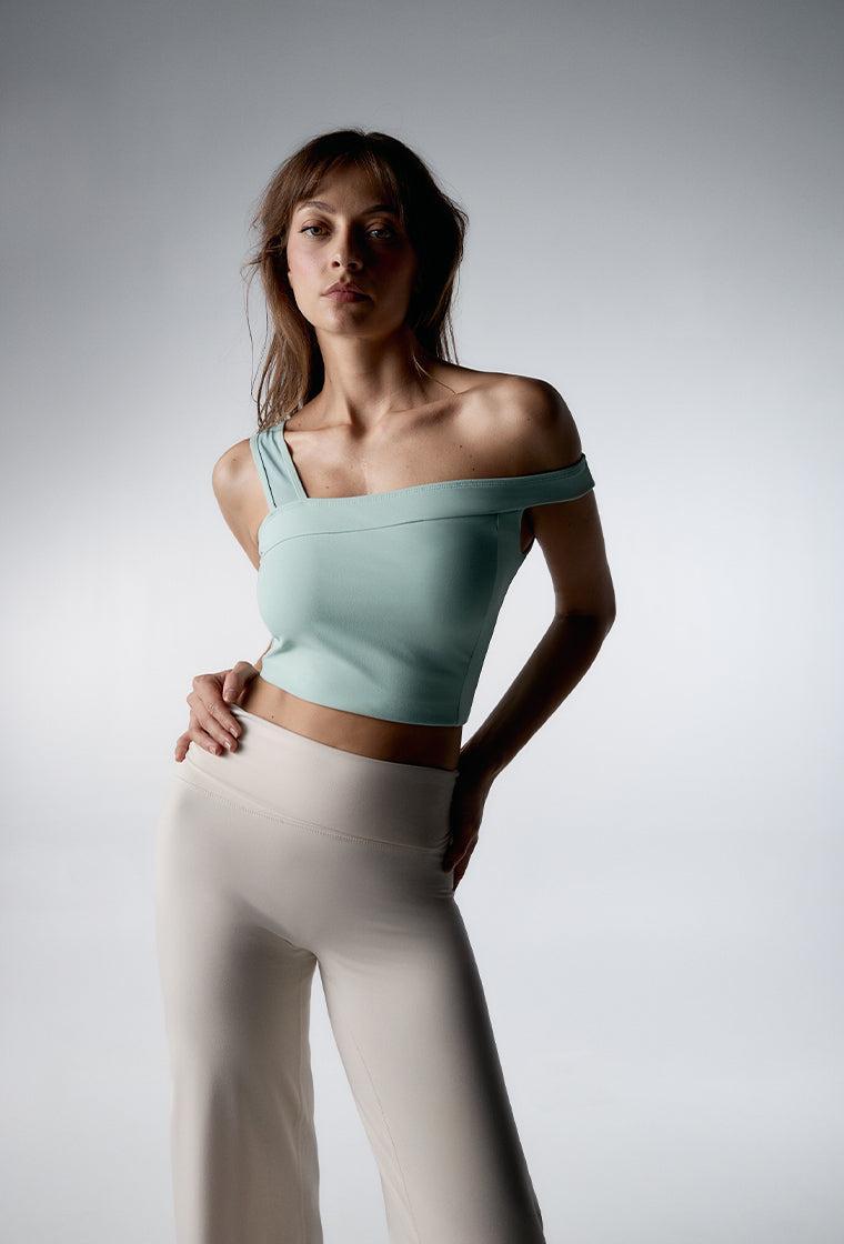 Top deportivo de sujeción media Vals - Matcha-Black Limba