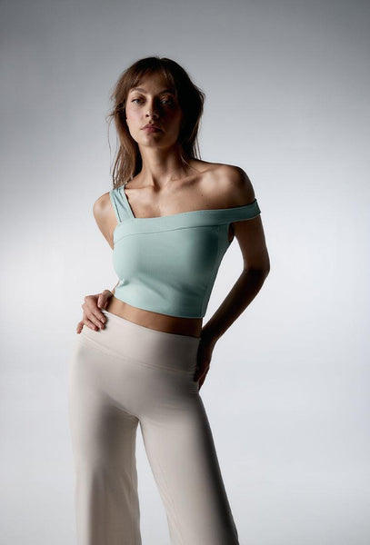 Top deportivo de sujeción media Vals - Matcha-Black Limba