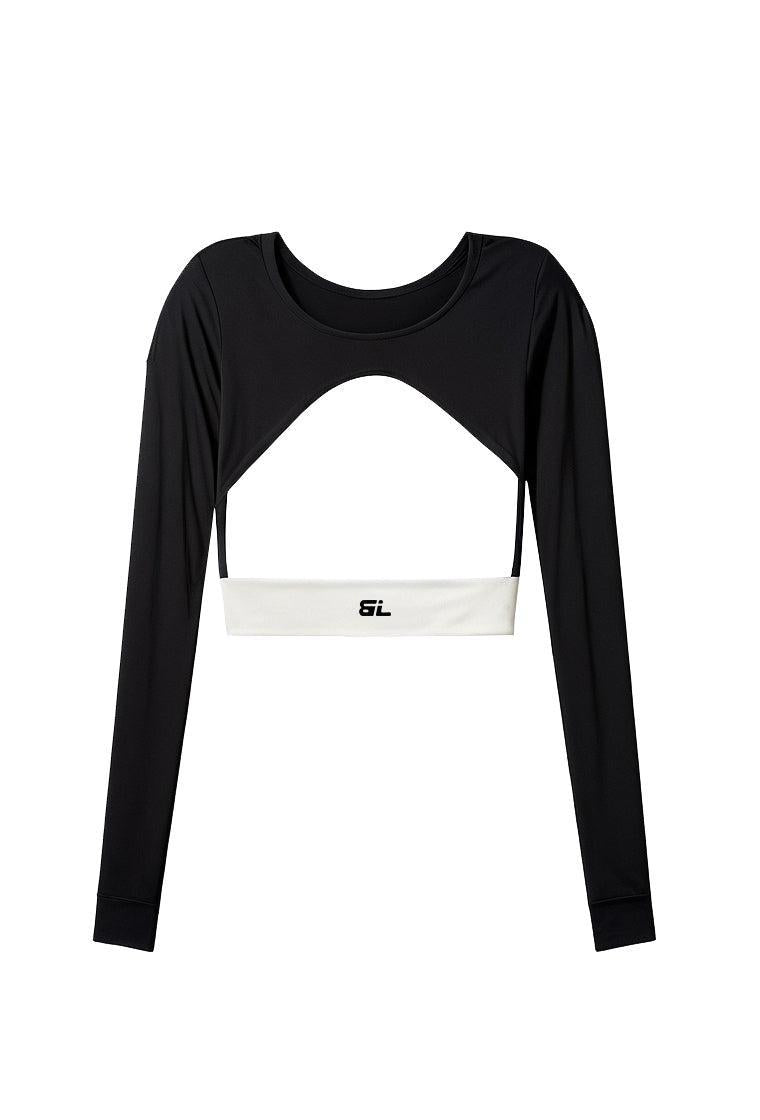 Top deportivo manga larga Orlis - Black & Cream-Black Limba