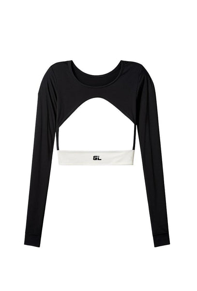 Top deportivo manga larga Orlis - Black & Cream-Black Limba