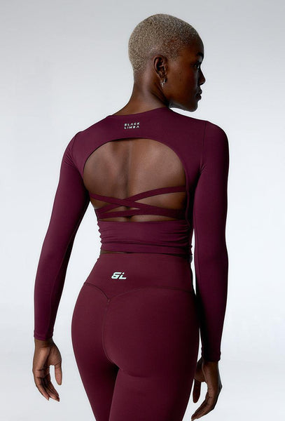 Top deportivo manga larga Relya - Aubergine-Black Limba