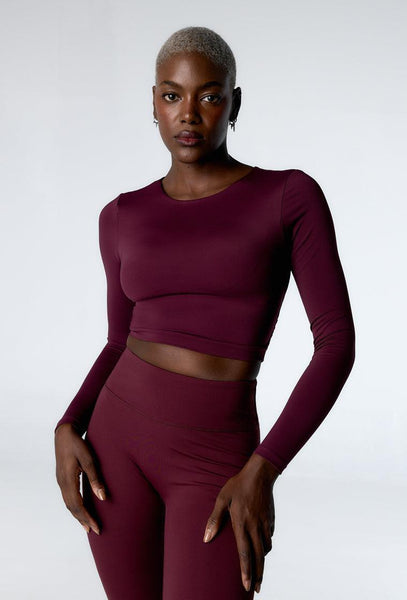 Top deportivo manga larga Relya - Aubergine-Black Limba