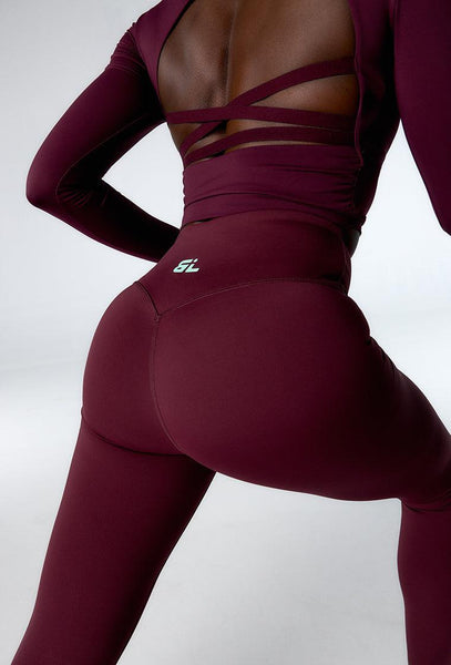 Top deportivo manga larga Relya - Aubergine-Black Limba