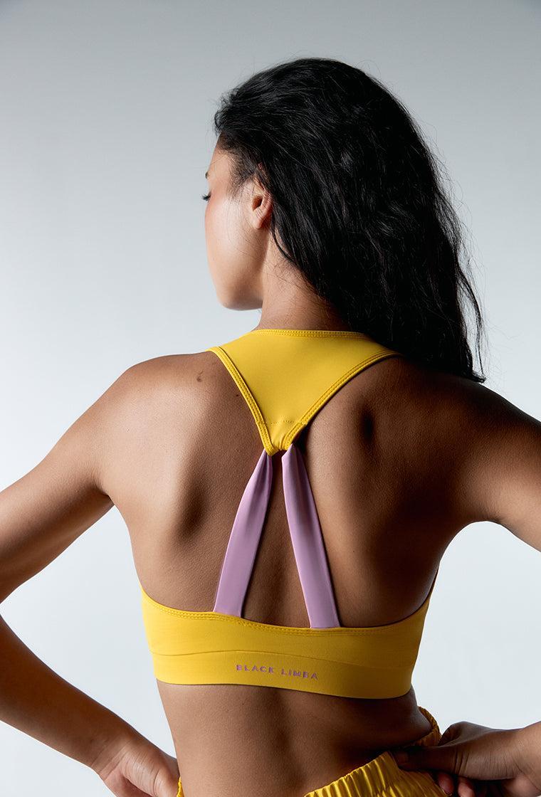 Top deportivo sujeción alta BoxWear - Banana & Lila-Black Limba