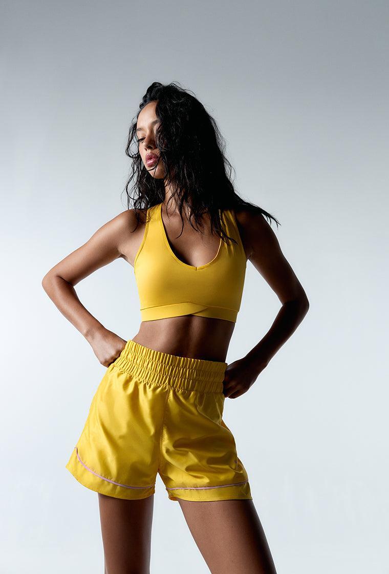 Top deportivo sujeción alta BoxWear - Banana & Lila-Black Limba