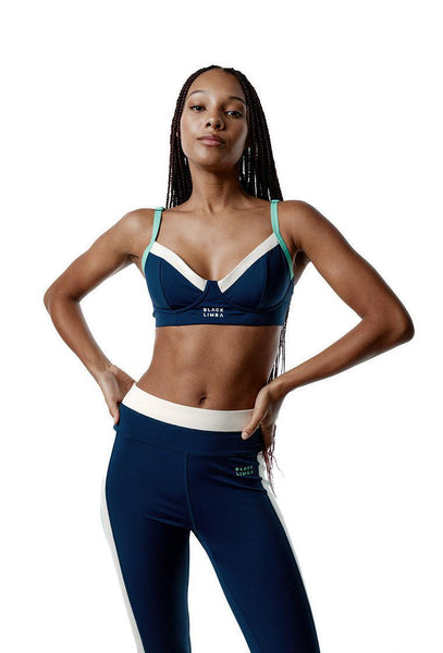 Top deportivo sujeción alta Duality - Tricolor Cream, Ocean blue & Sage-Black Limba