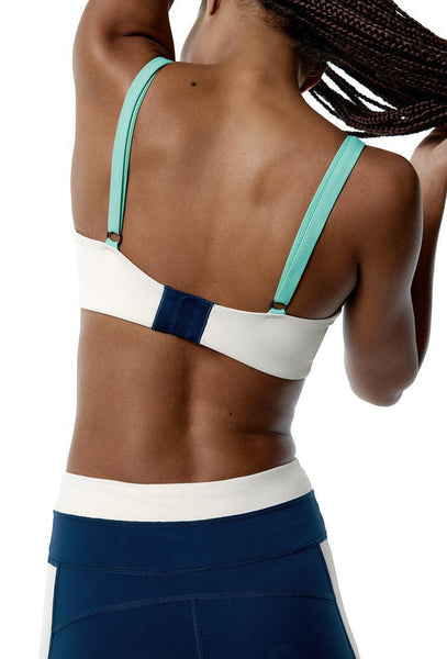Top deportivo sujeción alta Duality - Tricolor Cream, Ocean blue & Sage-Black Limba