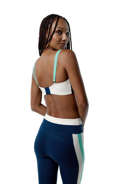 Top deportivo sujeción alta Duality - Tricolor Cream, Ocean blue & Sage-Black Limba