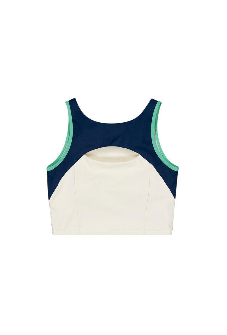 Top deportivo sujeción alta SynergyFit - Tricolor Cream, Ocean blue & Sage-Black Limba